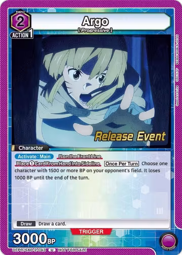 Argo (043) (UEPR/SAO-2-043), UEX06BT: Sword Art Online Vol.2 Release Event Cards — Union Arena card price