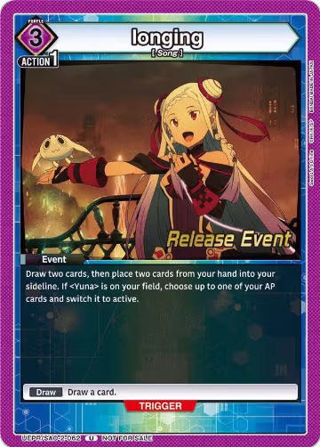 longing (UEPR/SAO-2-062), UEX06BT: Sword Art Online Vol.2 Release Event Cards — Union Arena card price