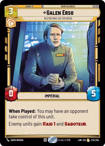 Galen Erso - Destroying His Creation (233/264), A Lawless Time — Star Wars card price