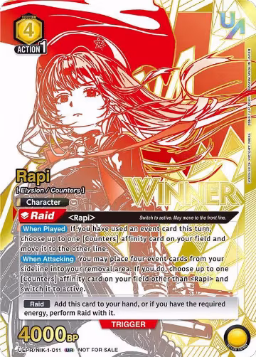 Rapi (011) (Winner) (UEPR/NIK-1-011), Union Arena Promotion Cards — Union Arena card price