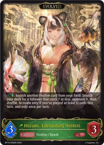 Hozumi, Enchanting Hostess (Evolved) (BP14-002EN), Banquet of Dreams — Shadowverse card price