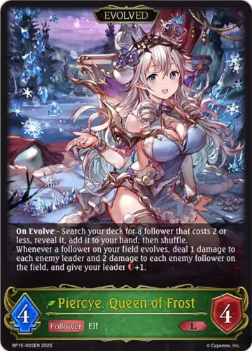 Piercye, Queen of Frost (Evolved) (BP15-005EN), Trial of the Omens — Shadowverse card price