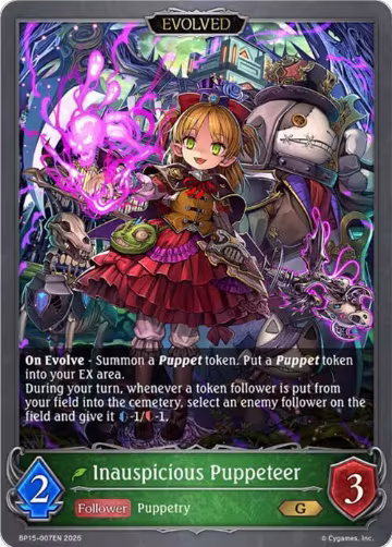 Inauspicious Puppeteer (Evolved) (BP15-007EN), Trial of the Omens — Shadowverse card price