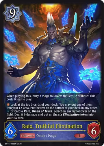 Raio, Truthful Elimination (BP15-038EN), Trial of the Omens — Shadowverse card price