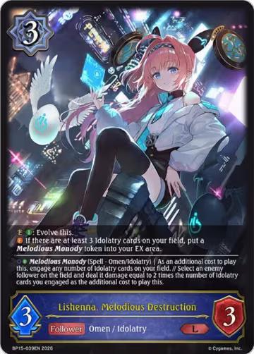 Lishenna, Melodious Destruction (BP15-039EN), Trial of the Omens — Shadowverse card price