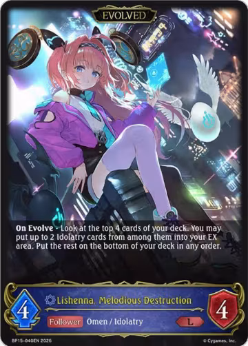Lishenna, Melodious Destruction (Evolved) (BP15-040EN), Trial of the Omens — Shadowverse card price