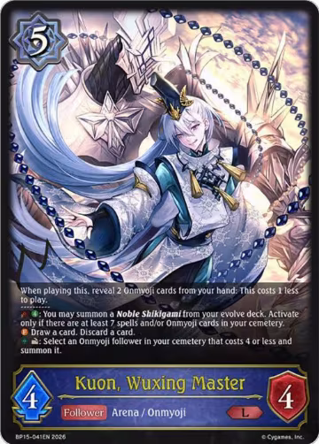 Kuon, Wuxing Master (BP15-041EN), Trial of the Omens — Shadowverse card price