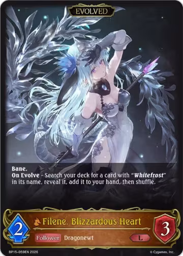 Filene, Blizzardous Heart (Evolved) (BP15-059EN), Trial of the Omens — Shadowverse card price