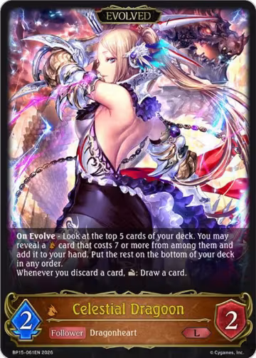 Celestial Dragoon (Evolved) (BP15-061EN), Trial of the Omens — Shadowverse card price