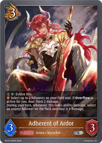Adherent of Ardor (BP15-066EN), Trial of the Omens — Shadowverse card price
