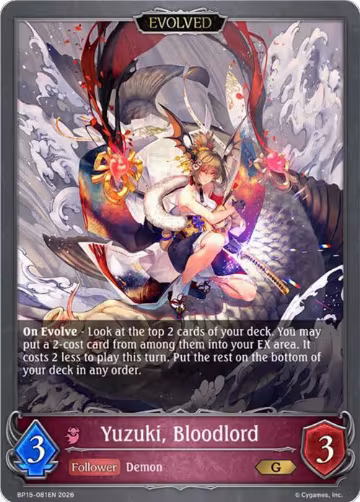Yuzuki, Bloodlord (Evolved) (BP15-081EN), Trial of the Omens — Shadowverse card price