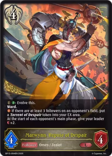 Marwynn, Repose of Despair (BP15-094EN), Trial of the Omens — Shadowverse card price