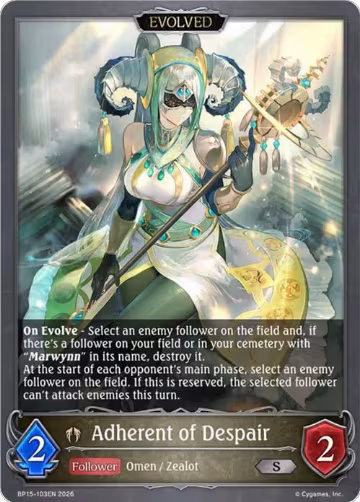 Adherent of Despair (Evolved) (BP15-103EN), Trial of the Omens — Shadowverse card price