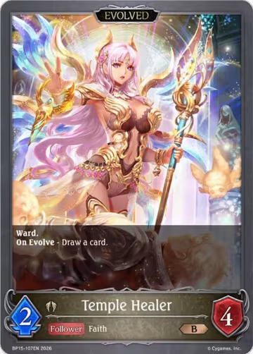 Temple Healer (Evolved) (BP15-107EN), Trial of the Omens — Shadowverse card price