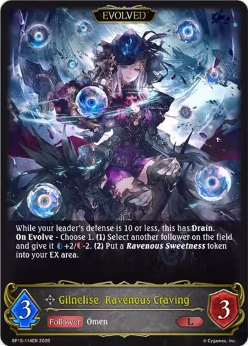 Gilnelise, Ravenous Craving (Evolved) (BP15-114EN), Trial of the Omens — Shadowverse card price