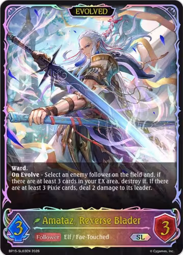 Amataz, Reverse Blader (Evolved) (SL) (BP15-SL03EN), Trial of the Omens — Shadowverse card price