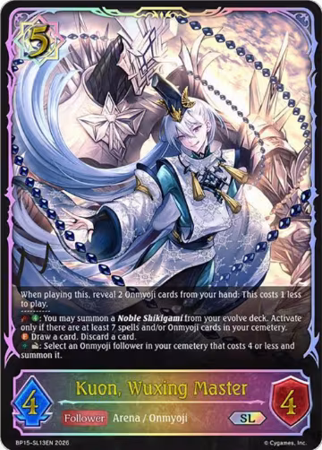 Kuon, Wuxing Master (SL) (BP15-SL13EN), Trial of the Omens — Shadowverse card price