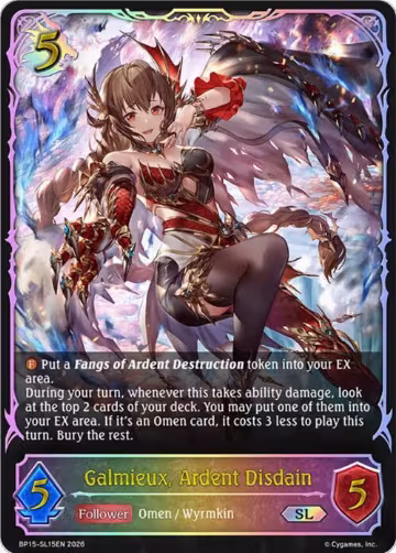 Galmieux, Ardent Disdain (SL) (BP15-SL15EN), Trial of the Omens — Shadowverse card price