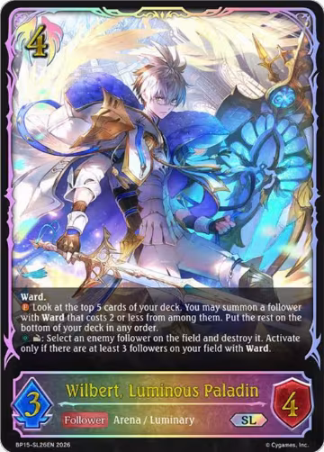 Wilbert, Luminous Paladin (SL) (BP15-SL26EN), Trial of the Omens — Shadowverse card price