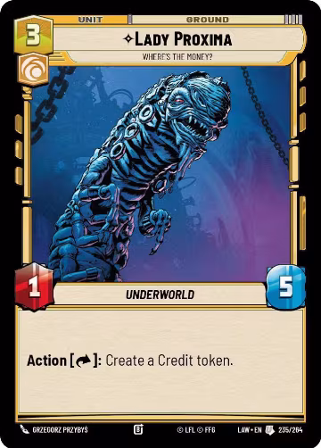 Lady Proxima - Where's the Money? (235/264), A Lawless Time — Star Wars card price