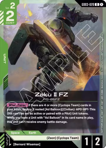 Zaku II FZ (GD03 Release Event) (GD03-020), Gundam Promotional Cards — Gundam card price