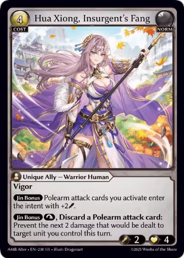 Hua Xiong, Insurgent's Fang (238), Mortal Ambition Alter Edition — Grand Archive card price