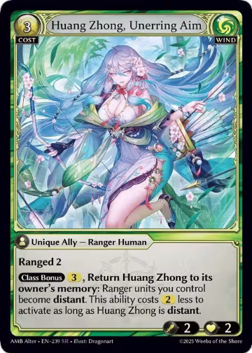 Huang Zhong, Unerring Aim (239), Mortal Ambition Alter Edition — Grand Archive card price