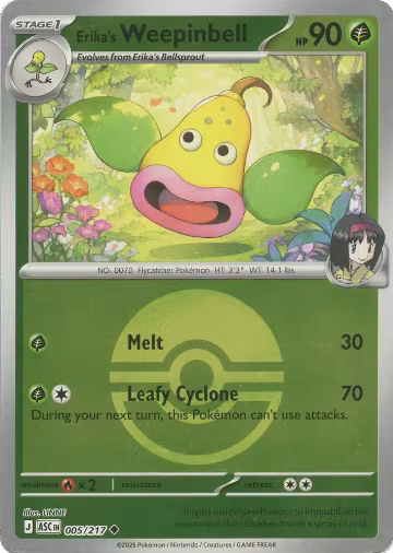 Erika's Weepinbell (Poke Ball) (005/217), Ascended Heroes — Pokémon card price