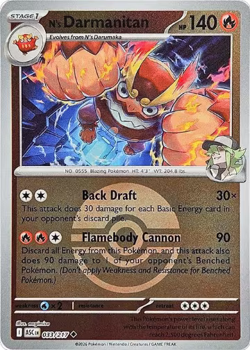 N's Darmanitan (Poke Ball) (033/217), Ascended Heroes — Pokémon card price