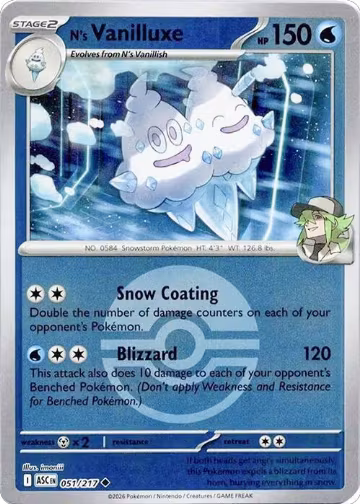 N's Vanilluxe (Poke Ball) (051/217), Ascended Heroes — Pokémon card price
