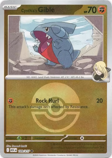 Cynthia's Gible (Poke Ball) (109/217), Ascended Heroes — Pokémon card price