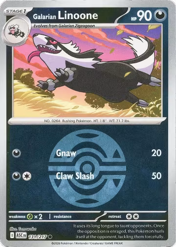 Galarian Linoone (Dusk Ball) (131/217), Ascended Heroes — Pokémon card price