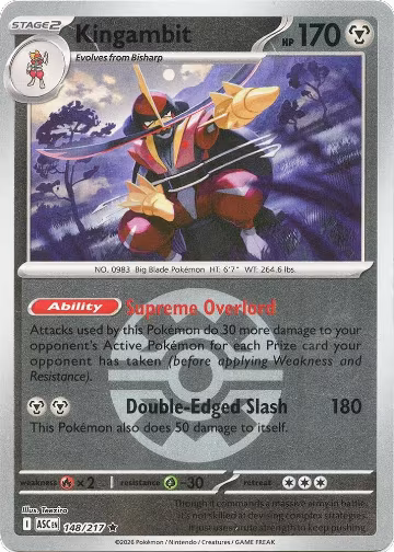 Kingambit (Quick Ball) (148/217), Ascended Heroes — Pokémon card price