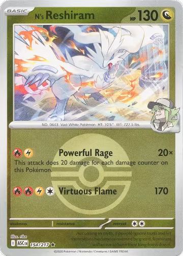 N's Reshiram (Poke Ball) (154/217), Ascended Heroes — Pokémon card price