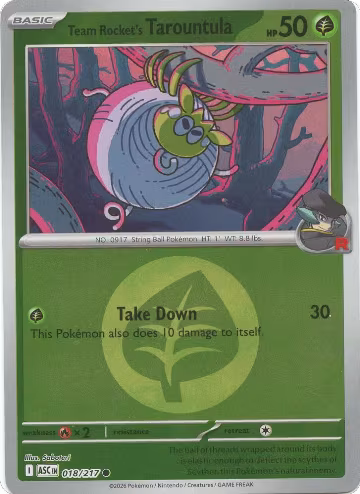 Team Rocket's Tarountula (Energy Symbol Pattern) (018/217), Ascended Heroes — Pokémon card price