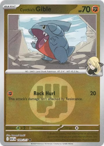 Cynthia's Gible (Energy Symbol Pattern) (109/217), Ascended Heroes — Pokémon card price