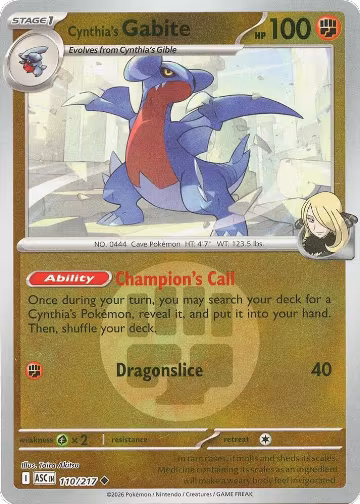 Cynthia's Gabite (Energy Symbol Pattern) (110/217), Ascended Heroes — Pokémon card price