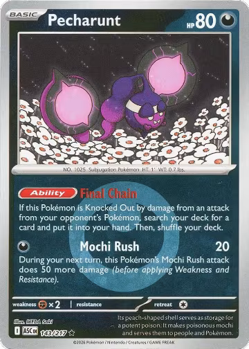 Pecharunt (Energy Symbol Pattern) (143/217), Ascended Heroes — Pokémon card price