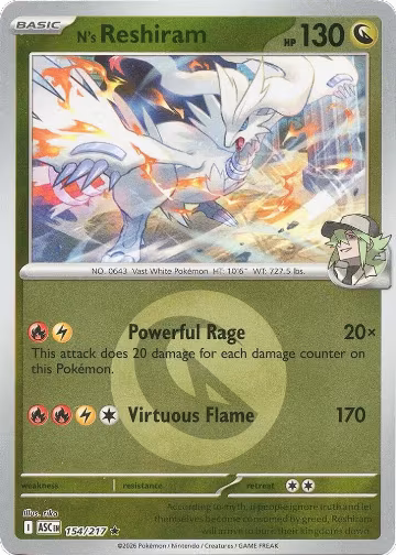N's Reshiram (Energy Symbol Pattern) (154/217), Ascended Heroes — Pokémon card price