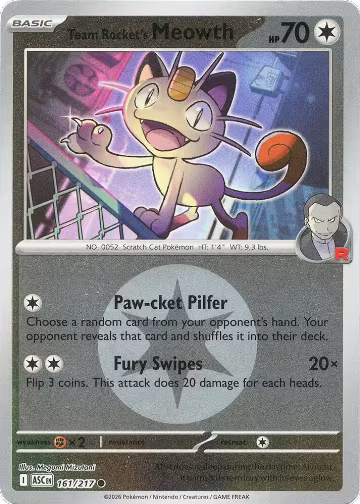 Team Rocket's Meowth (Energy Symbol Pattern) (161/217), Ascended Heroes — Pokémon card price