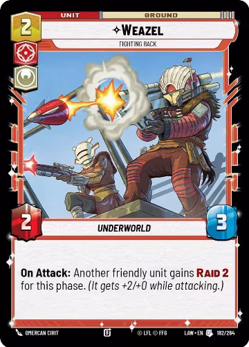 Weazel - Fighting Back (182/264), A Lawless Time — Star Wars card price