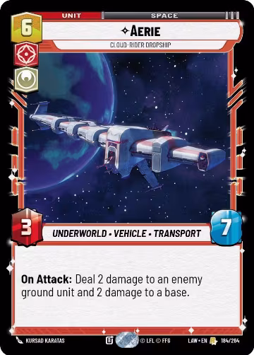 Aerie - Cloud-Rider Dropship (184/264), A Lawless Time — Star Wars card price