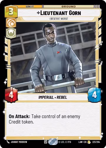 Lieutenant Gorn - I Deserve Worse (221/264), A Lawless Time — Star Wars card price