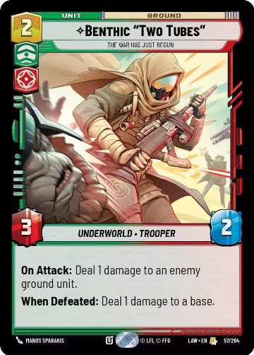 Benthic "Two Tubes" - The War Has Just Begun (57/264), A Lawless Time — Star Wars card price