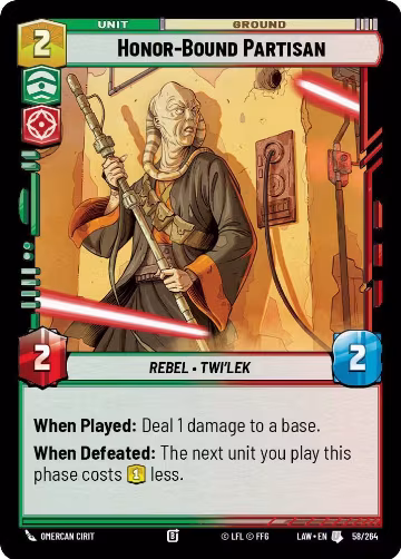 Honor-Bound Partisan (58/264), A Lawless Time — Star Wars card price