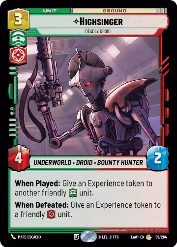 Highsinger - Deadly Droid (59/264), A Lawless Time — Star Wars card price