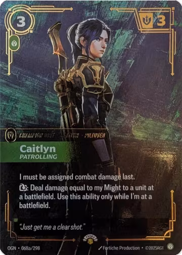 Caitlyn, Patrolling (068a/298), Riftbound Promotional Cards — Riftbound card price