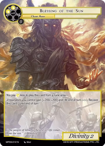 Blessing of the Sun (MP03-012 N), Masterpiece Collection 03 "Dimensional Hope" — Force of Will card price