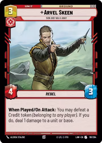 Arvel Skeen - Win and Walk Away (191/264), A Lawless Time — Star Wars card price
