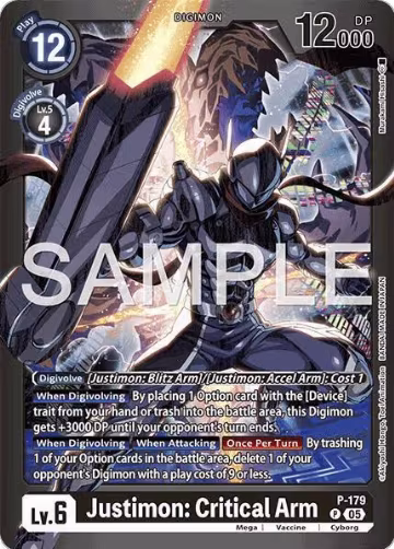 Justimon: Critical Arm (P-179 P), Limited Card Pack -Another Knight- — Digimon card price